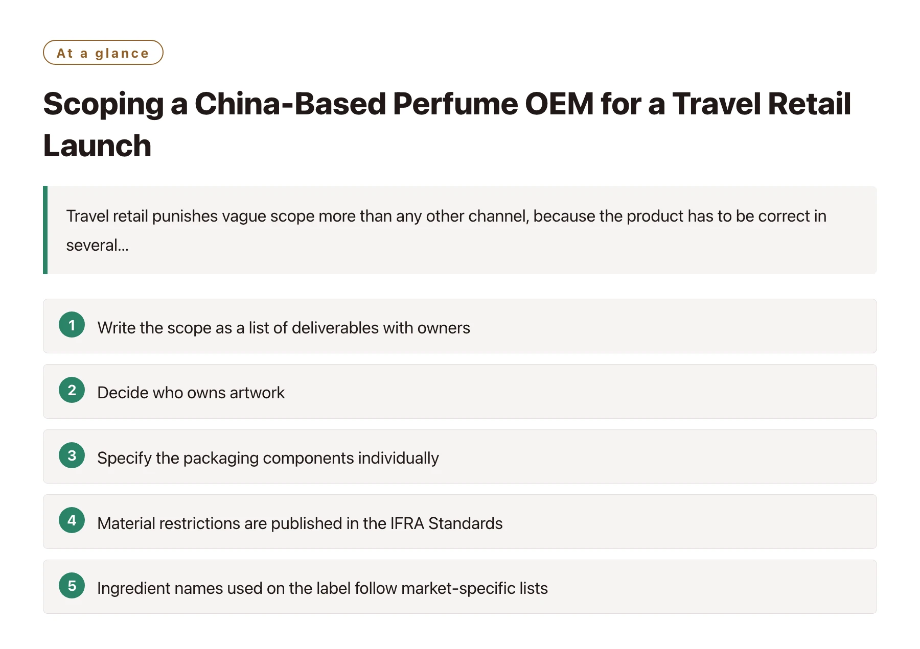 Scoping a China-Based Perfume OEM for a Travel Retail Launch——全文要点速览